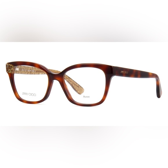 NEW Jimmy Choo Square Glitter Tortoise Prescription Eyeglasses Frame - Picture 2 of 8